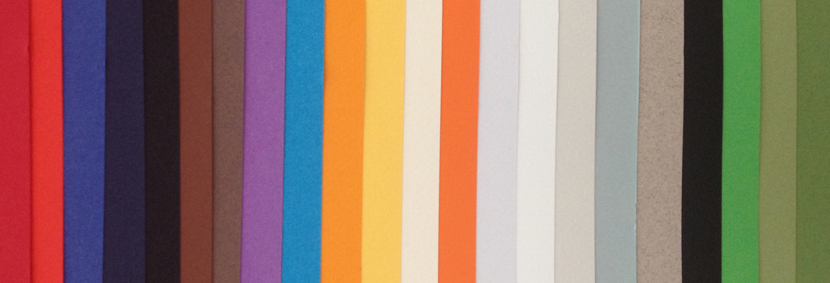 Photo showing all the different colored papers used in the animation.