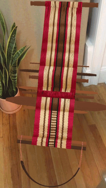 Photo of a backstrap loom in augmented reality.